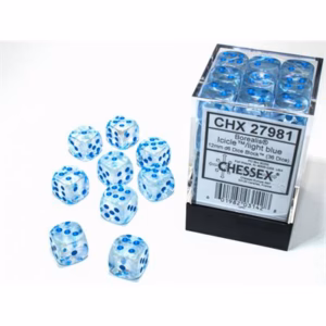 Dice: 36X D6: 12 Mm: Borealis: Icicle / Light Blue Luminary